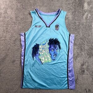 Juice WRLD 999 Basketball Jersey M Blue Purple Graphic Sleeveless Tank Mesh